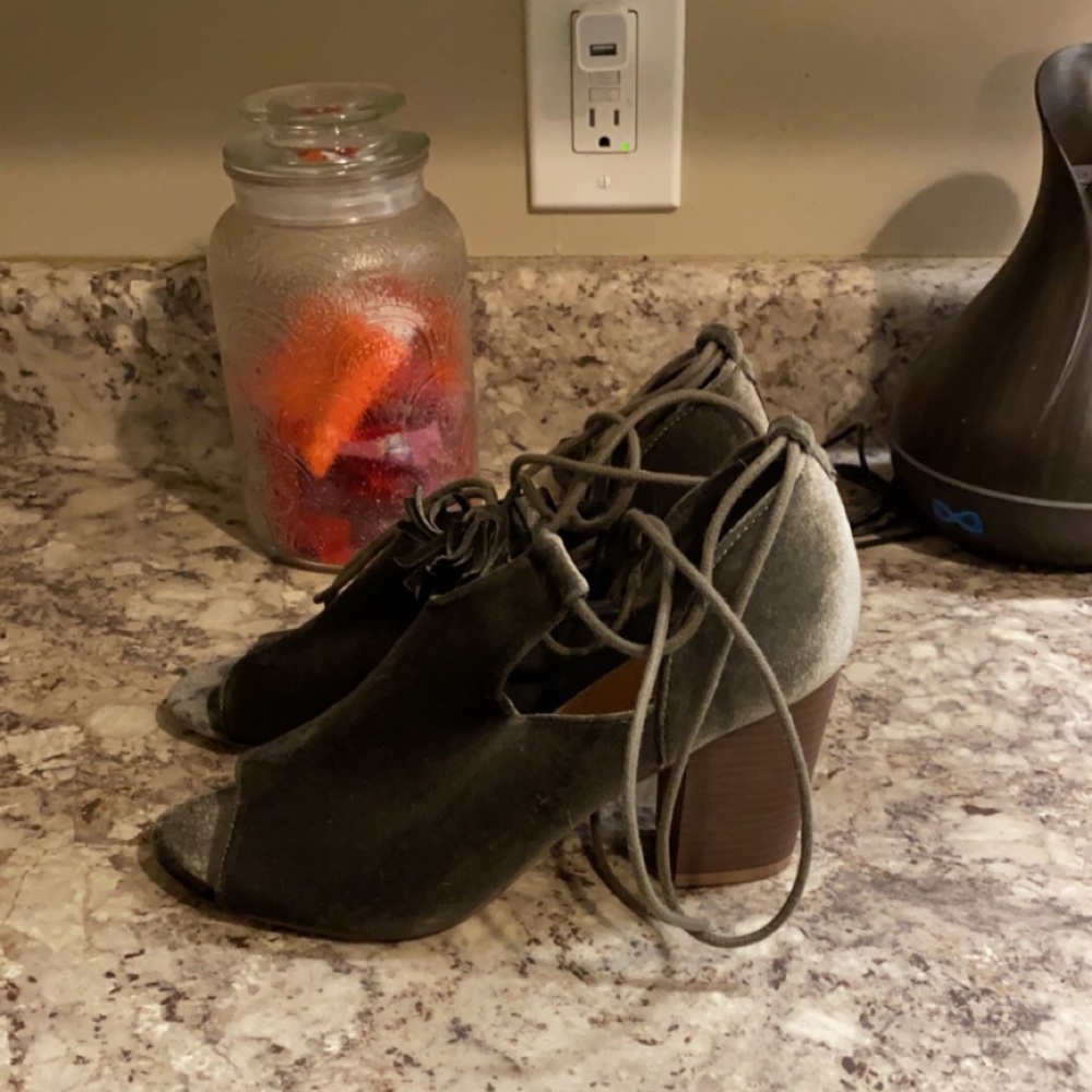 Chunky lace up heel